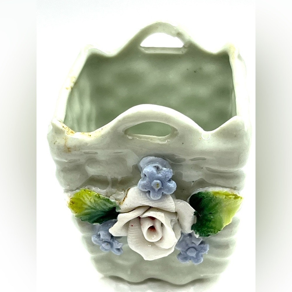 Elfinware Vintage Porcelain Baskets Vase Made In Germany Floral Mini 2” - 2.5” - Picture 10 of 14